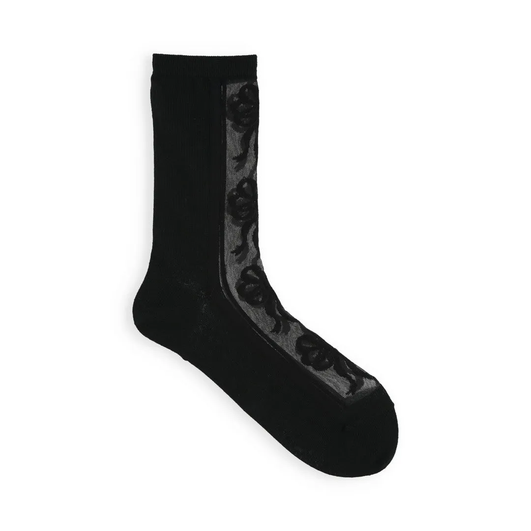 011141451 Ribbon Front Tulle Crew Socks