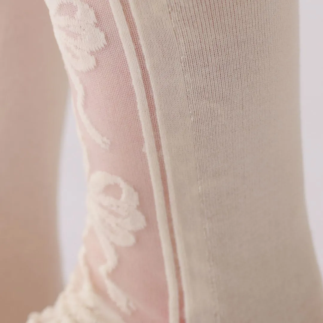 011141451 Ribbon Front Tulle Crew Socks
