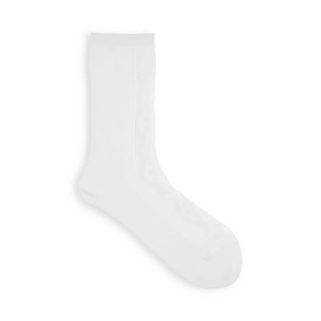 011141451 Ribbon Front Tulle Crew Socks