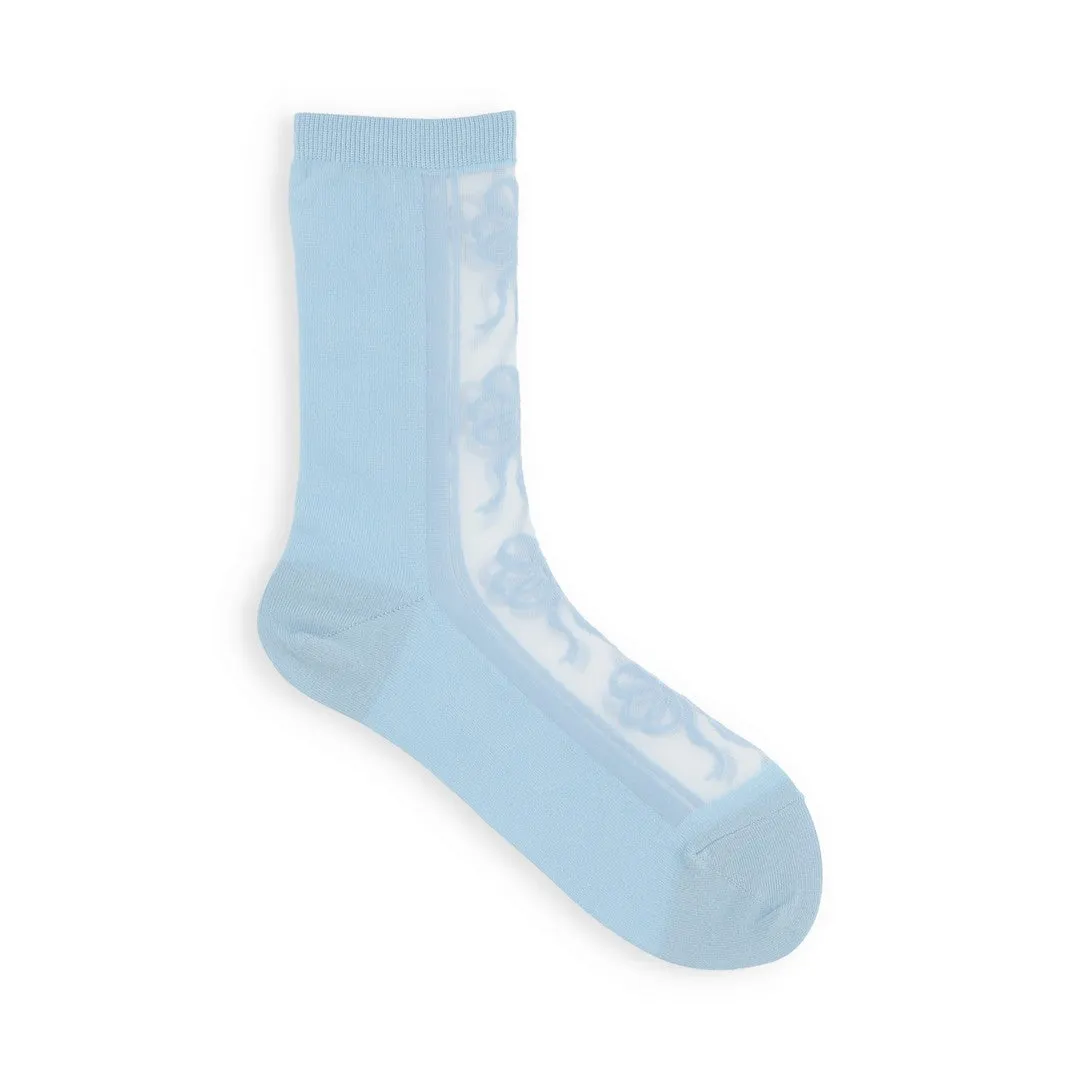 011141451 Ribbon Front Tulle Crew Socks