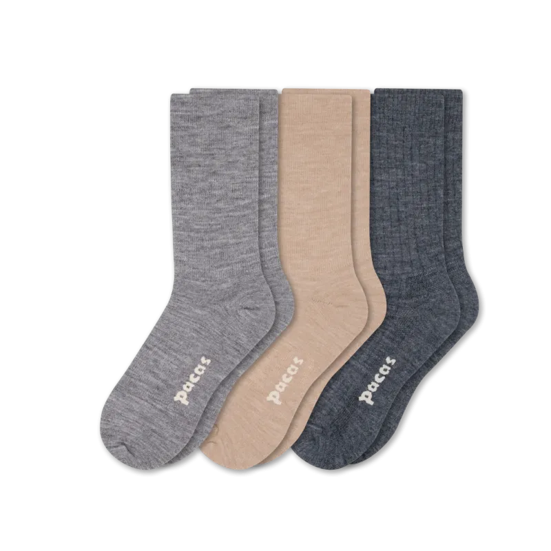 3 Pack - Women's Light-Weight Crew Pacas Socks