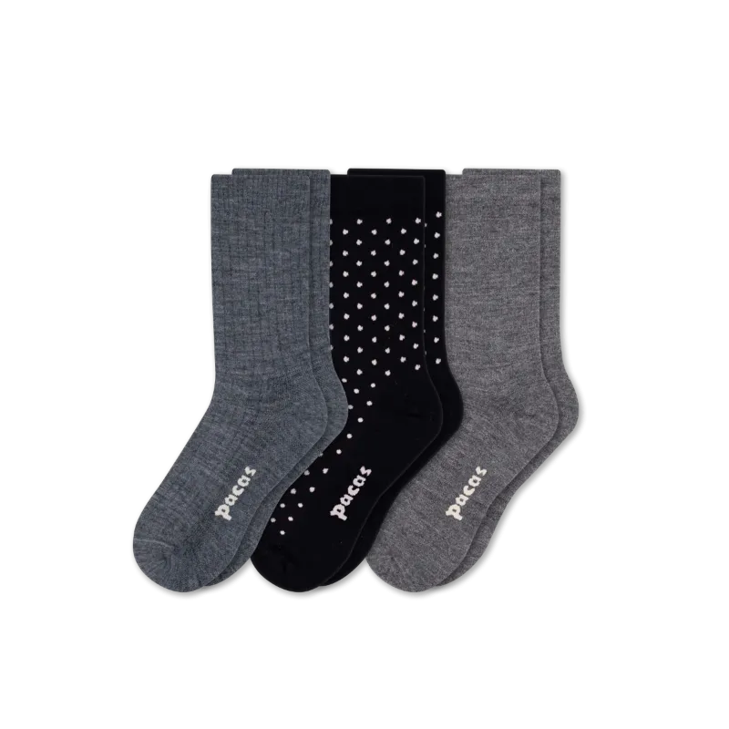 3 Pack - Women's Light-Weight Crew Pacas Socks