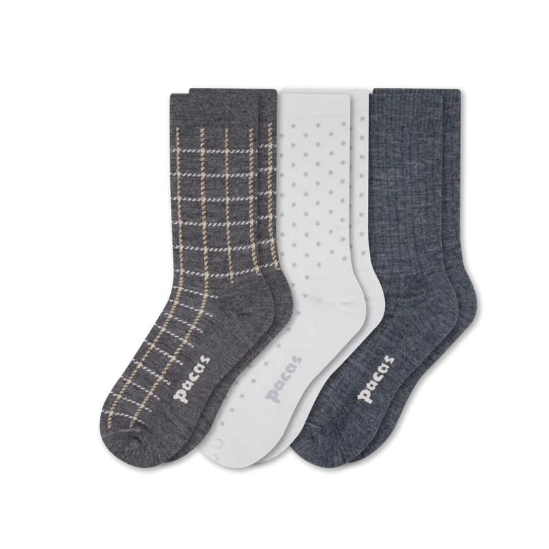 3 Pack - Women's Light-Weight Crew Pacas Socks