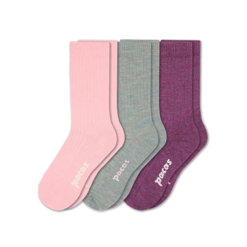 3 Pack - Women's Light-Weight Crew Pacas Socks