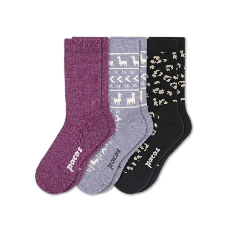 3 Pack - Women's Light-Weight Crew Pacas Socks