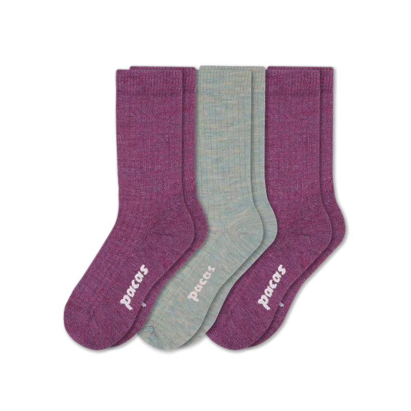 3 Pack - Women's Light-Weight Crew Pacas Socks