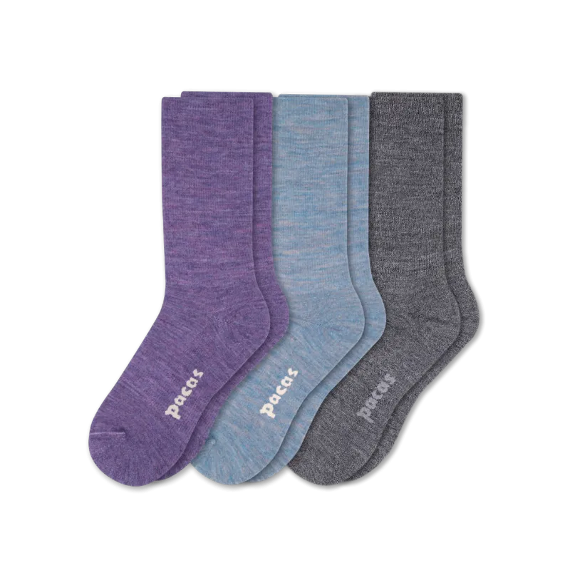 3 Pack - Women's Light-Weight Crew Pacas Socks