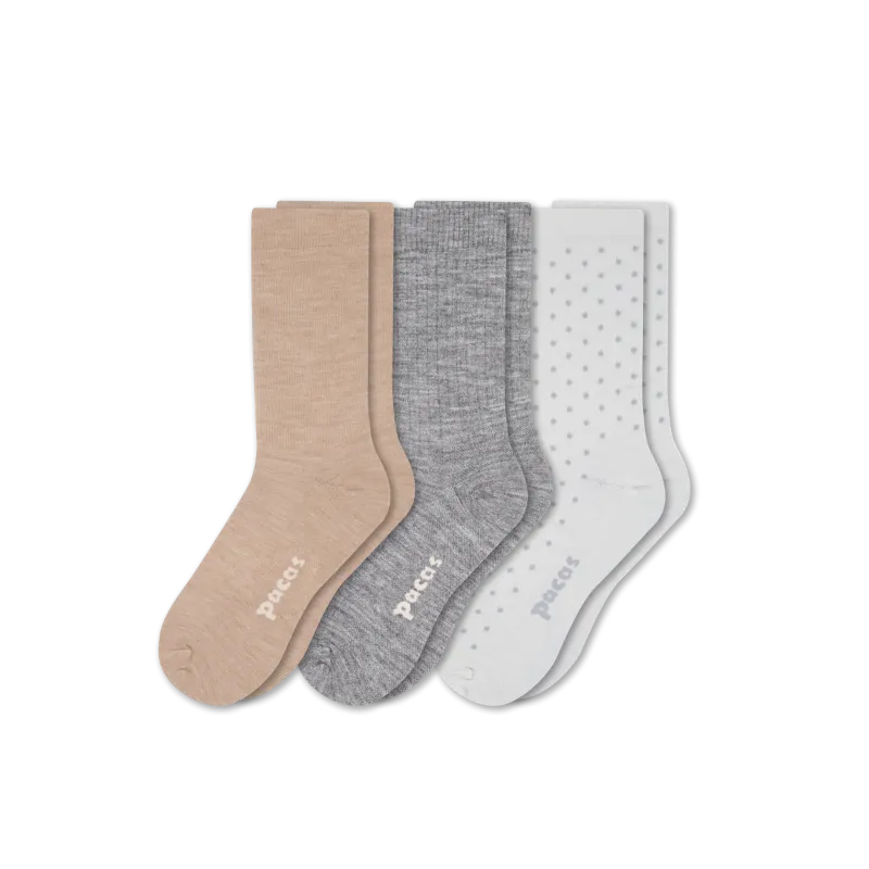 3 Pack - Women's Light-Weight Crew Pacas Socks