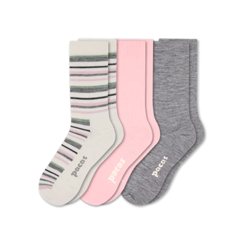 3 Pack - Women's Light-Weight Crew Pacas Socks