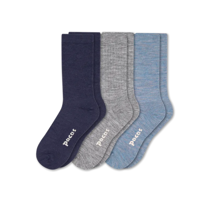 3 Pack - Women's Light-Weight Crew Pacas Socks