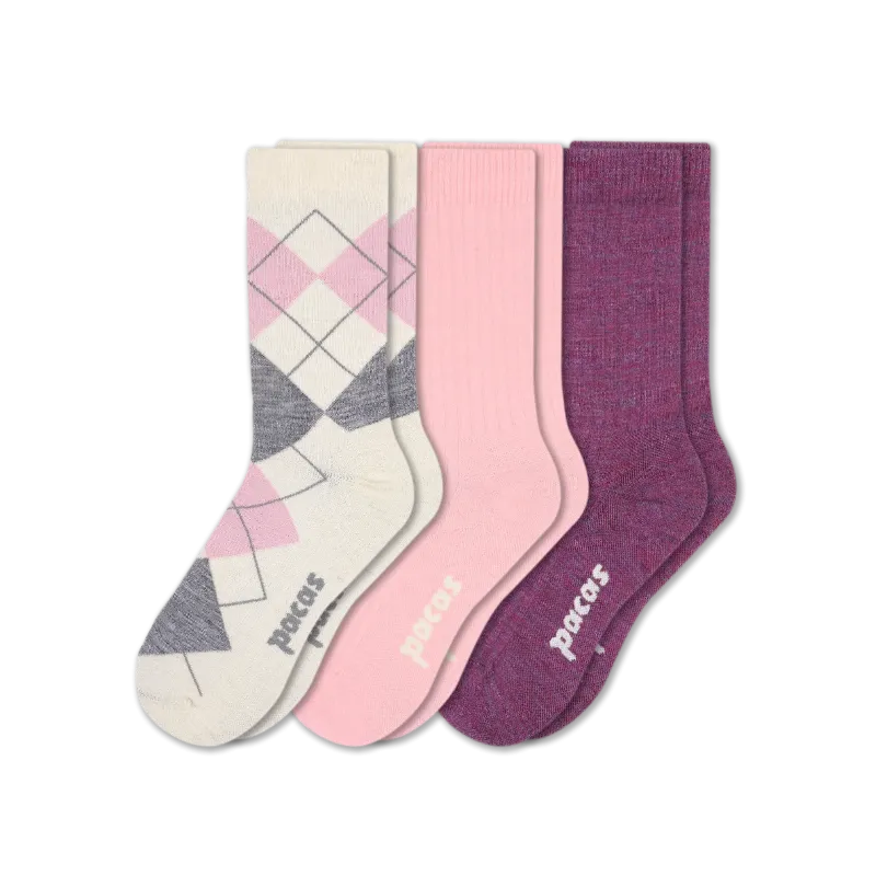 3 Pack - Women's Light-Weight Crew Pacas Socks