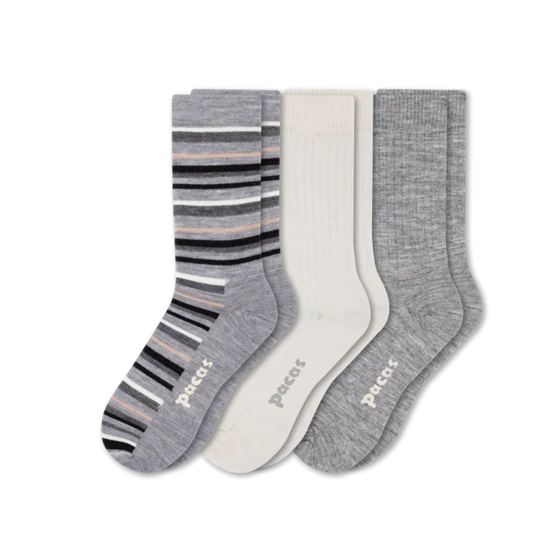3 Pack - Women's Light-Weight Crew Pacas Socks