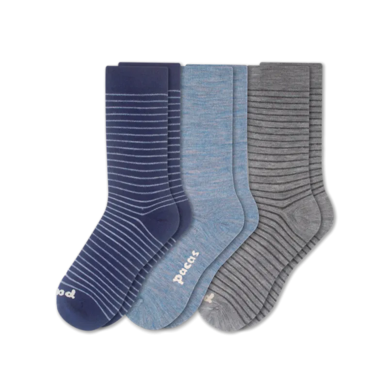 3 Pack - Women's Light-Weight Crew Pacas Socks