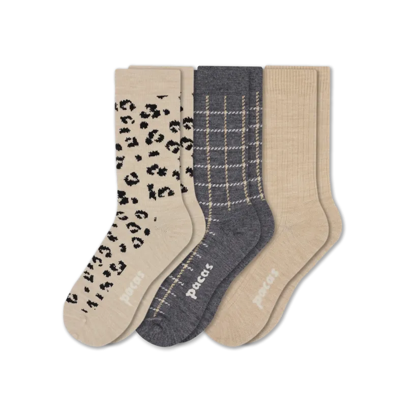 3 Pack - Women's Light-Weight Crew Pacas Socks