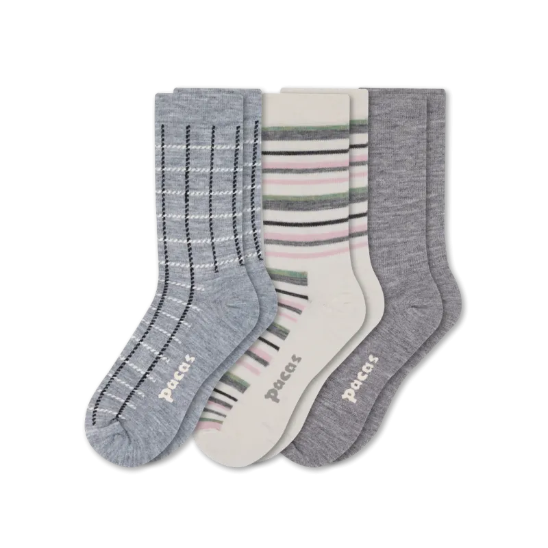 3 Pack - Women's Light-Weight Crew Pacas Socks