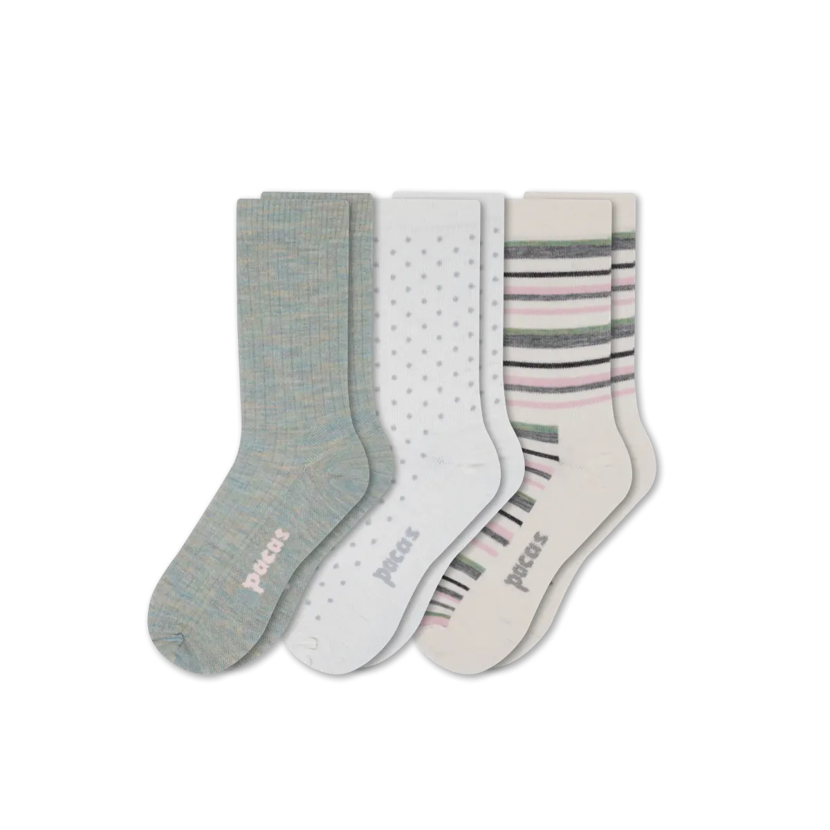 3 Pack - Women's Light-Weight Crew Pacas Socks