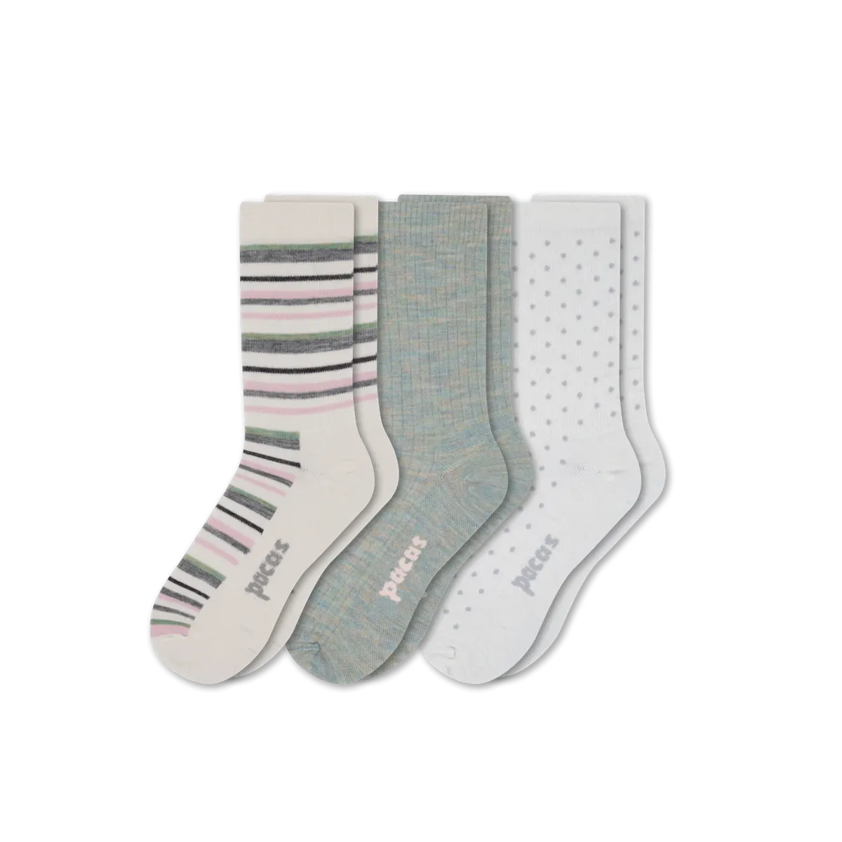 3 Pack - Women's Light-Weight Crew Pacas Socks