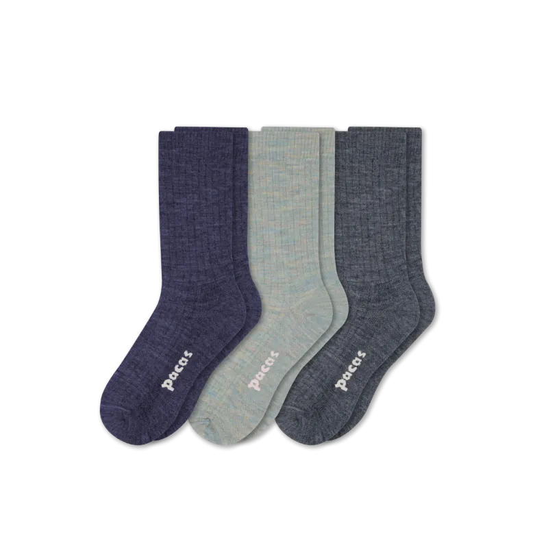 3 Pack - Women's Light-Weight Crew Pacas Socks