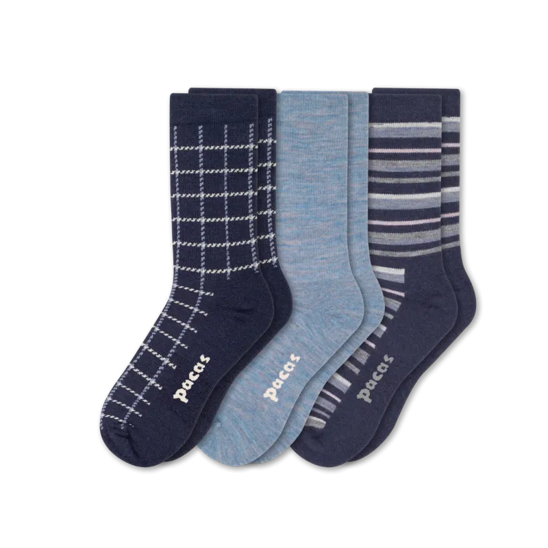 3 Pack - Women's Light-Weight Crew Pacas Socks