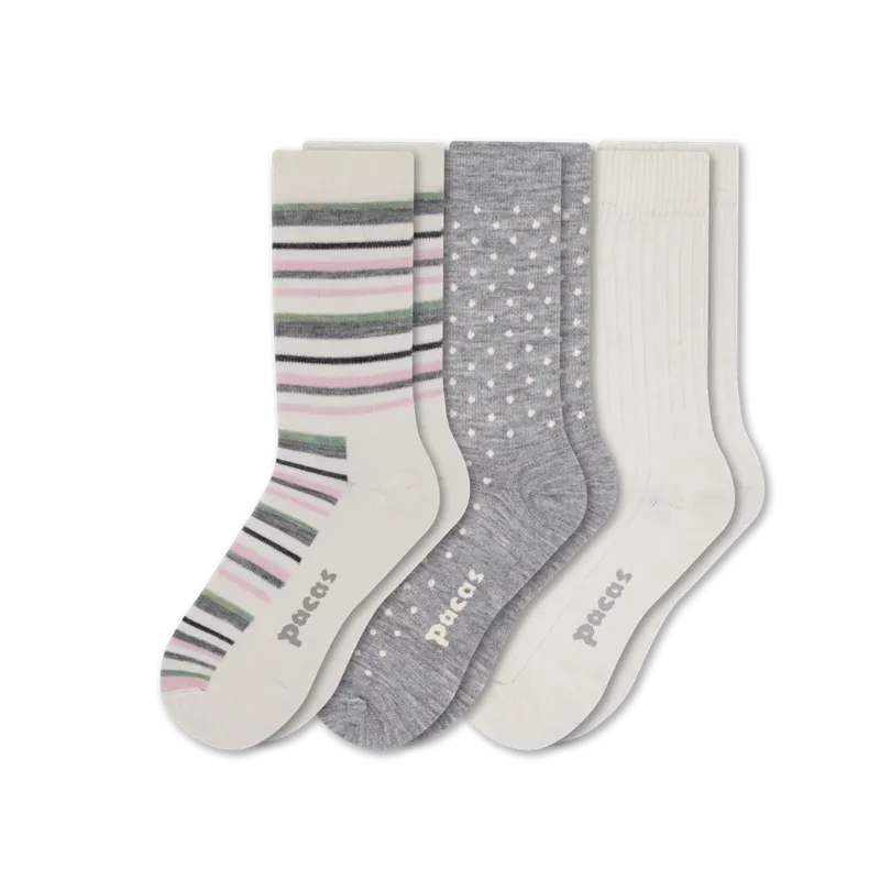 3 Pack - Women's Light-Weight Crew Pacas Socks