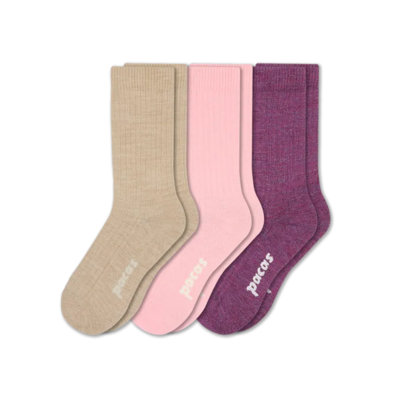 3 Pack - Women's Light-Weight Crew Pacas Socks
