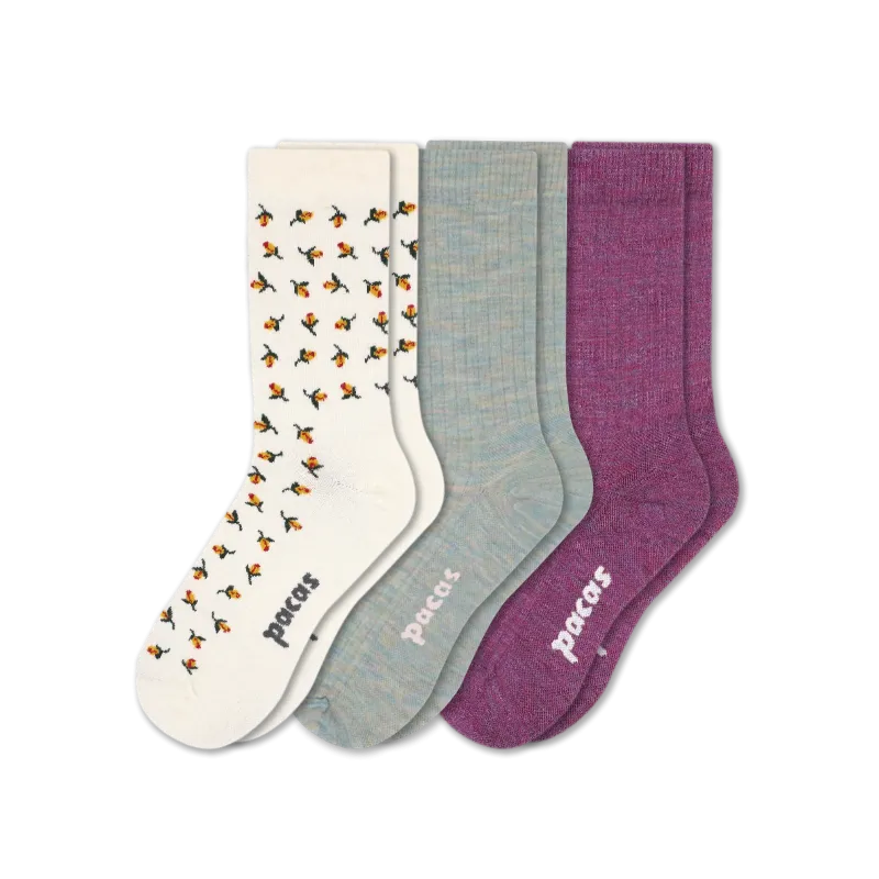 3 Pack - Women's Light-Weight Crew Pacas Socks