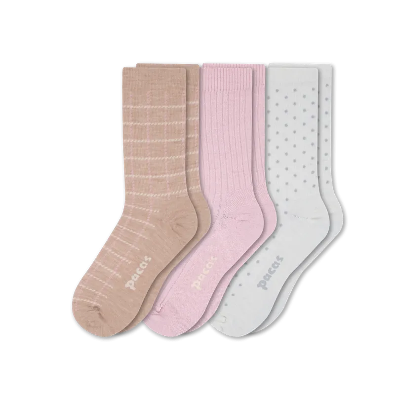 3 Pack - Women's Light-Weight Crew Pacas Socks