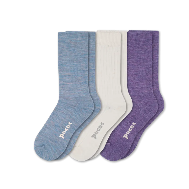 3 Pack - Women's Light-Weight Crew Pacas Socks