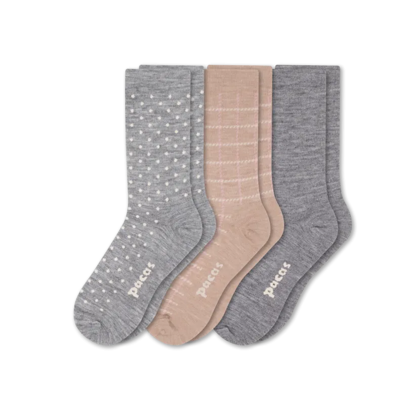 3 Pack - Women's Light-Weight Crew Pacas Socks