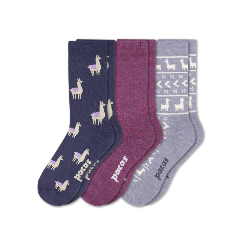 3 Pack - Women's Light-Weight Crew Pacas Socks