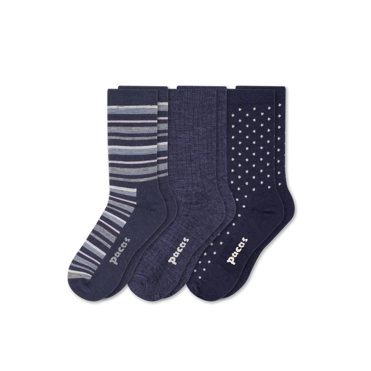 3 Pack - Women's Light-Weight Crew Pacas Socks