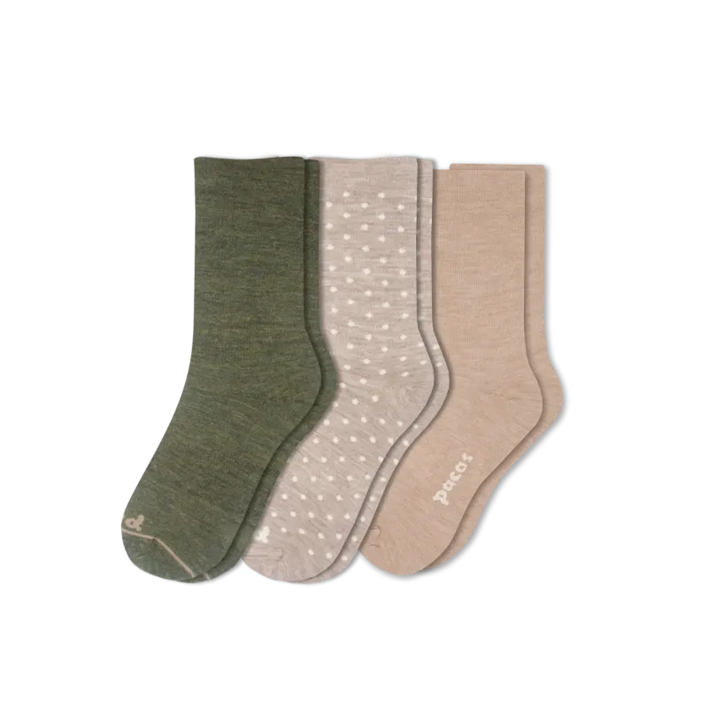 3 Pack - Women's Light-Weight Crew Pacas Socks