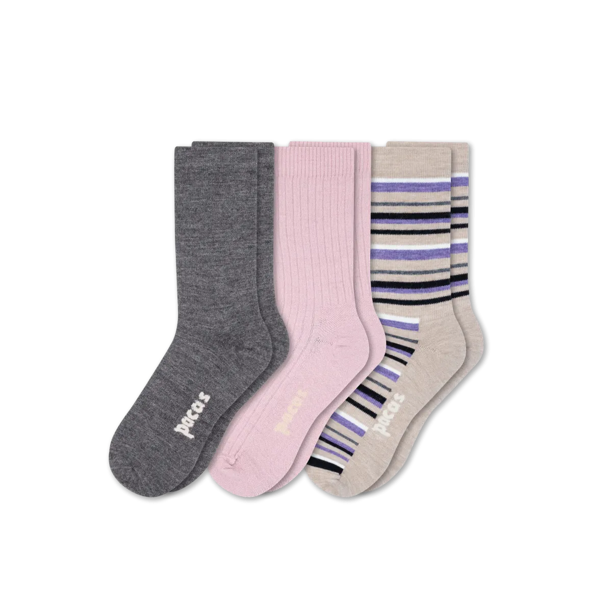 3 Pack - Women's Light-Weight Crew Pacas Socks