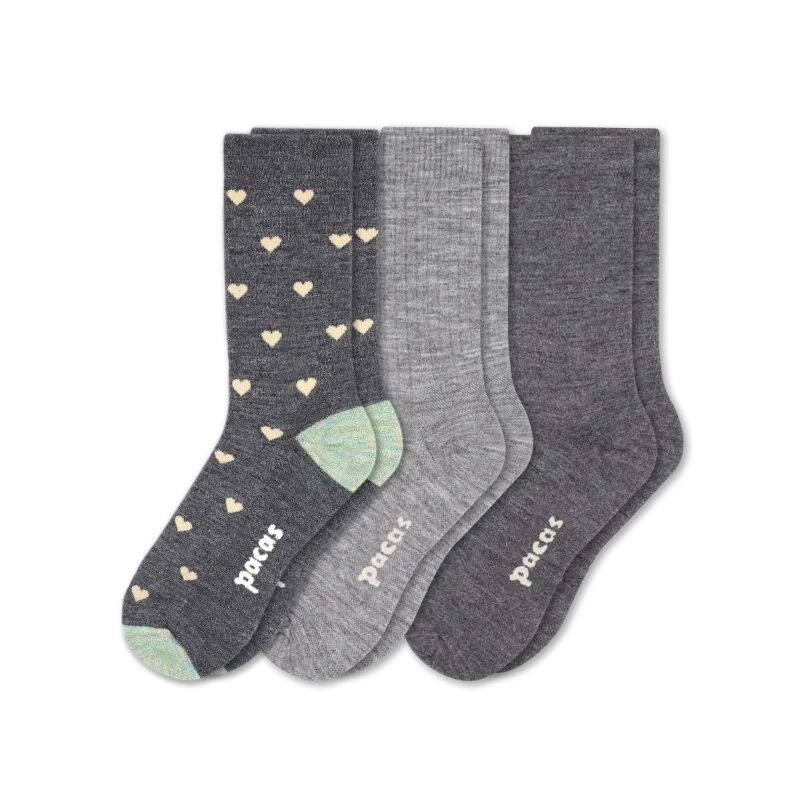 3 Pack - Women's Light-Weight Crew Pacas Socks