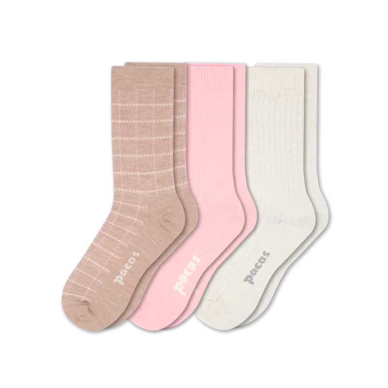 3 Pack - Women's Light-Weight Crew Pacas Socks