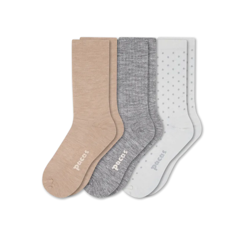3 Pack - Women's Light-Weight Crew Pacas Socks