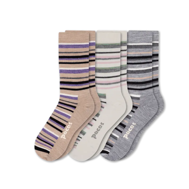 3 Pack - Women's Light-Weight Crew Pacas Socks