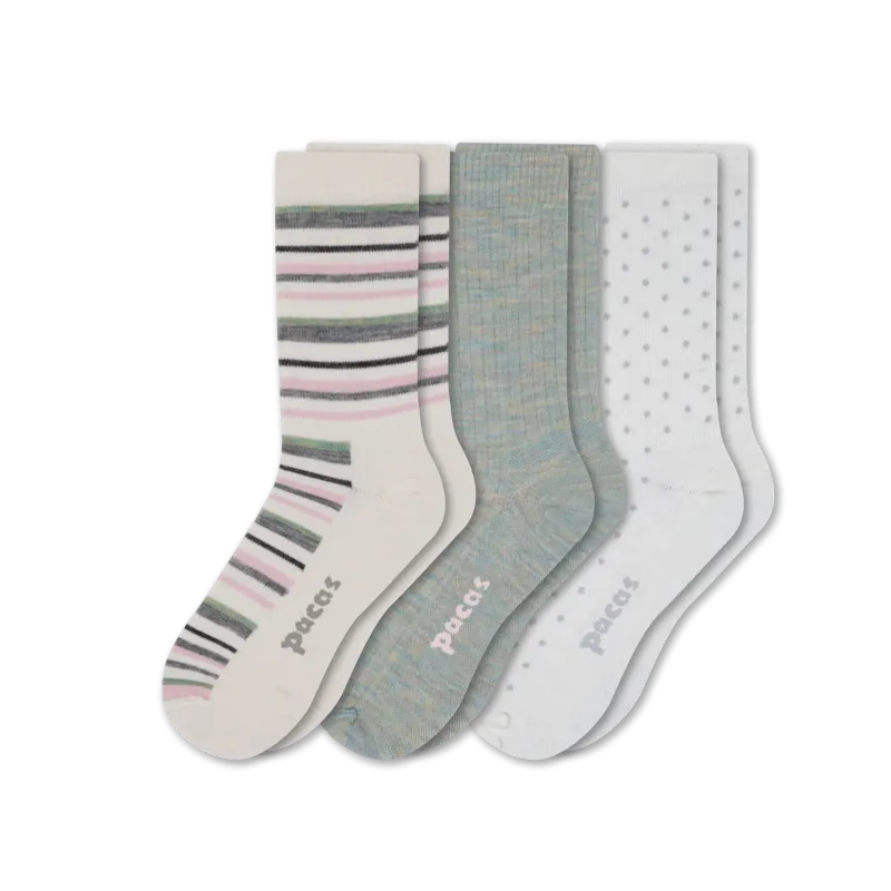 3 Pack - Women's Light-Weight Crew Pacas Socks