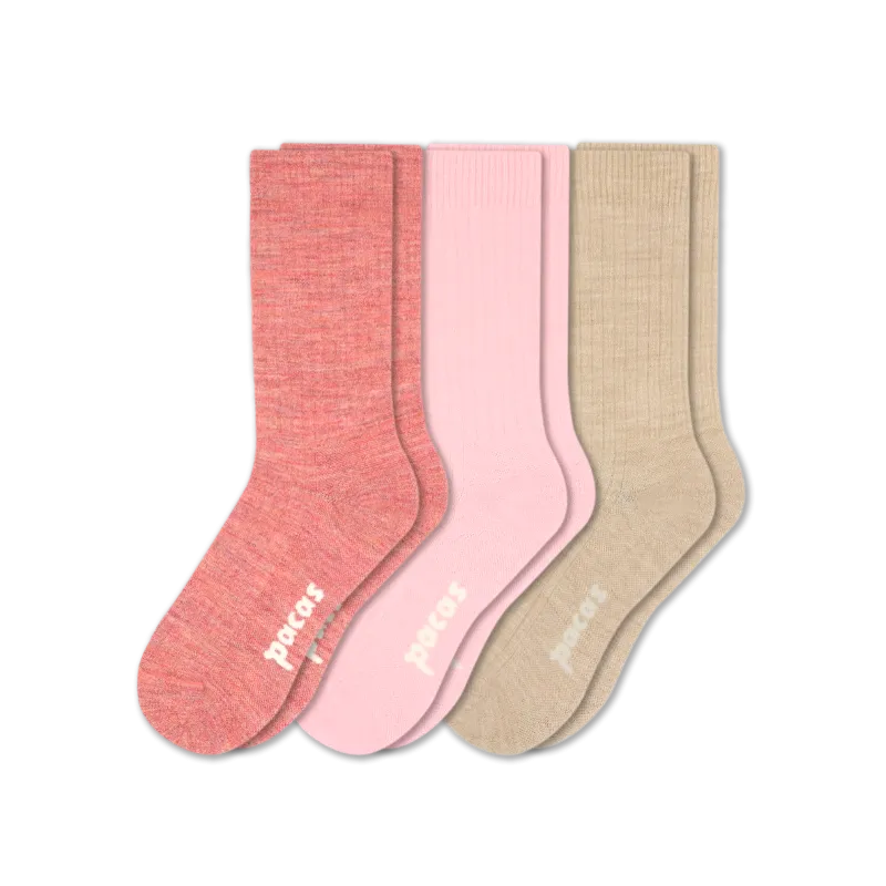 3 Pack - Women's Light-Weight Crew Pacas Socks