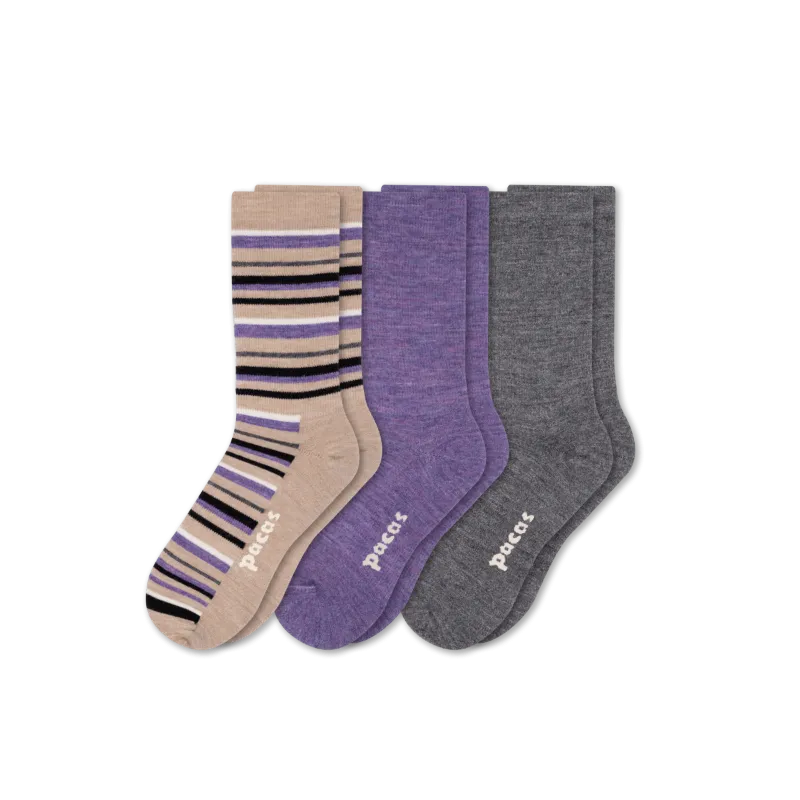 3 Pack - Women's Light-Weight Crew Pacas Socks