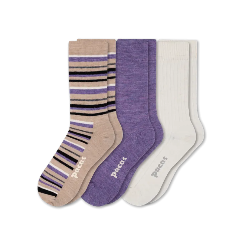 3 Pack - Women's Light-Weight Crew Pacas Socks