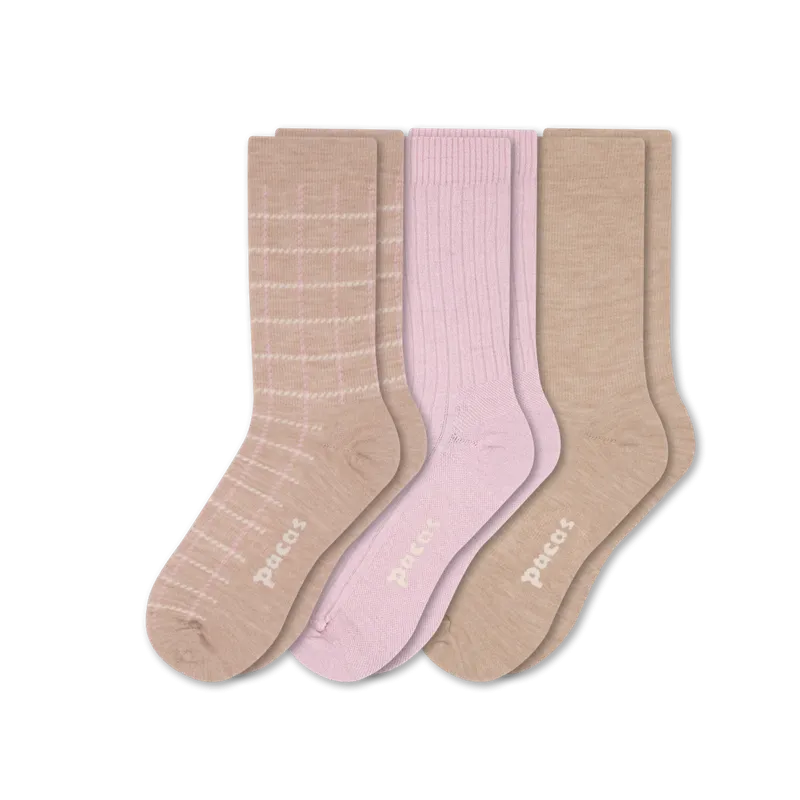3 Pack - Women's Light-Weight Crew Pacas Socks