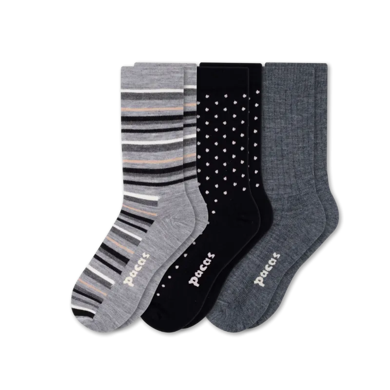 3 Pack - Women's Light-Weight Crew Pacas Socks
