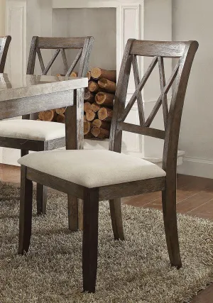 Acme Furniture Claudia Side Chair in Beige and Brown (Set of 2) 71717