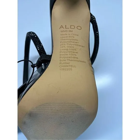 ALDO Chantell Black Womens Strappy Translucent Stiletto Heels Size 8M (G7)