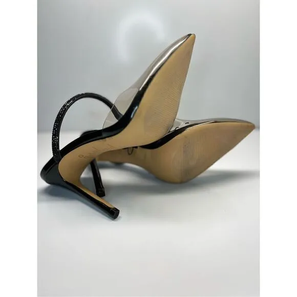 ALDO Chantell Black Womens Strappy Translucent Stiletto Heels Size 8M (G7)