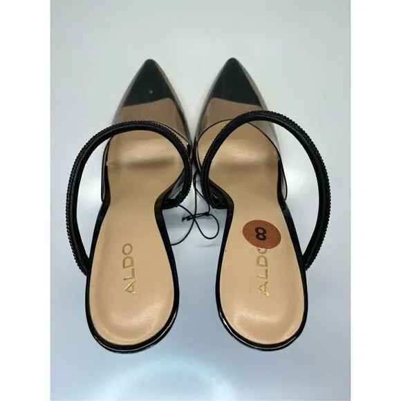 ALDO Chantell Black Womens Strappy Translucent Stiletto Heels Size 8M (G7)