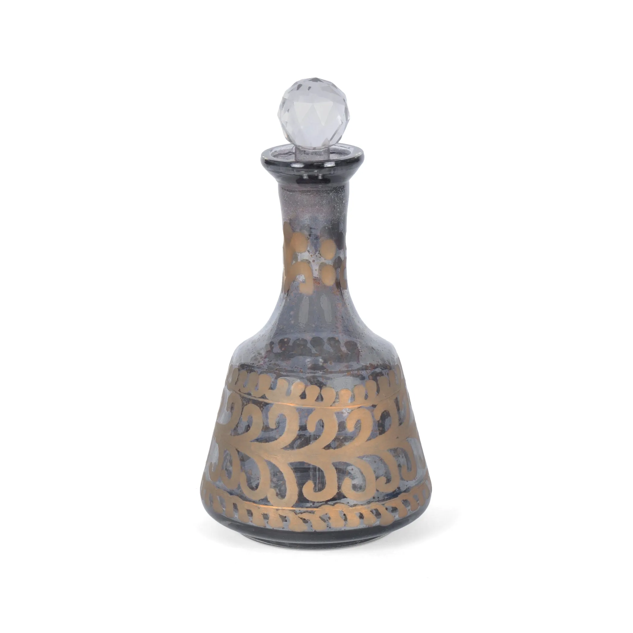Arden Smoky Glass & Gold Etched Decanter