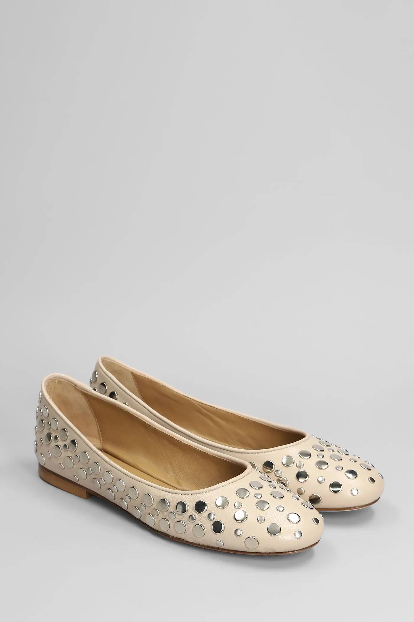 Ballet flats in beige leather