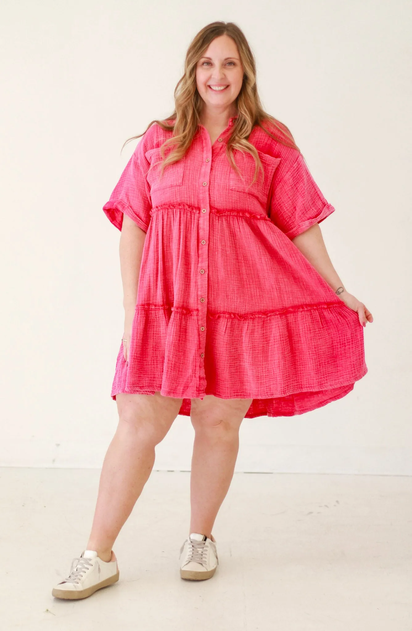 Beach Days Gauze Dress in Pink